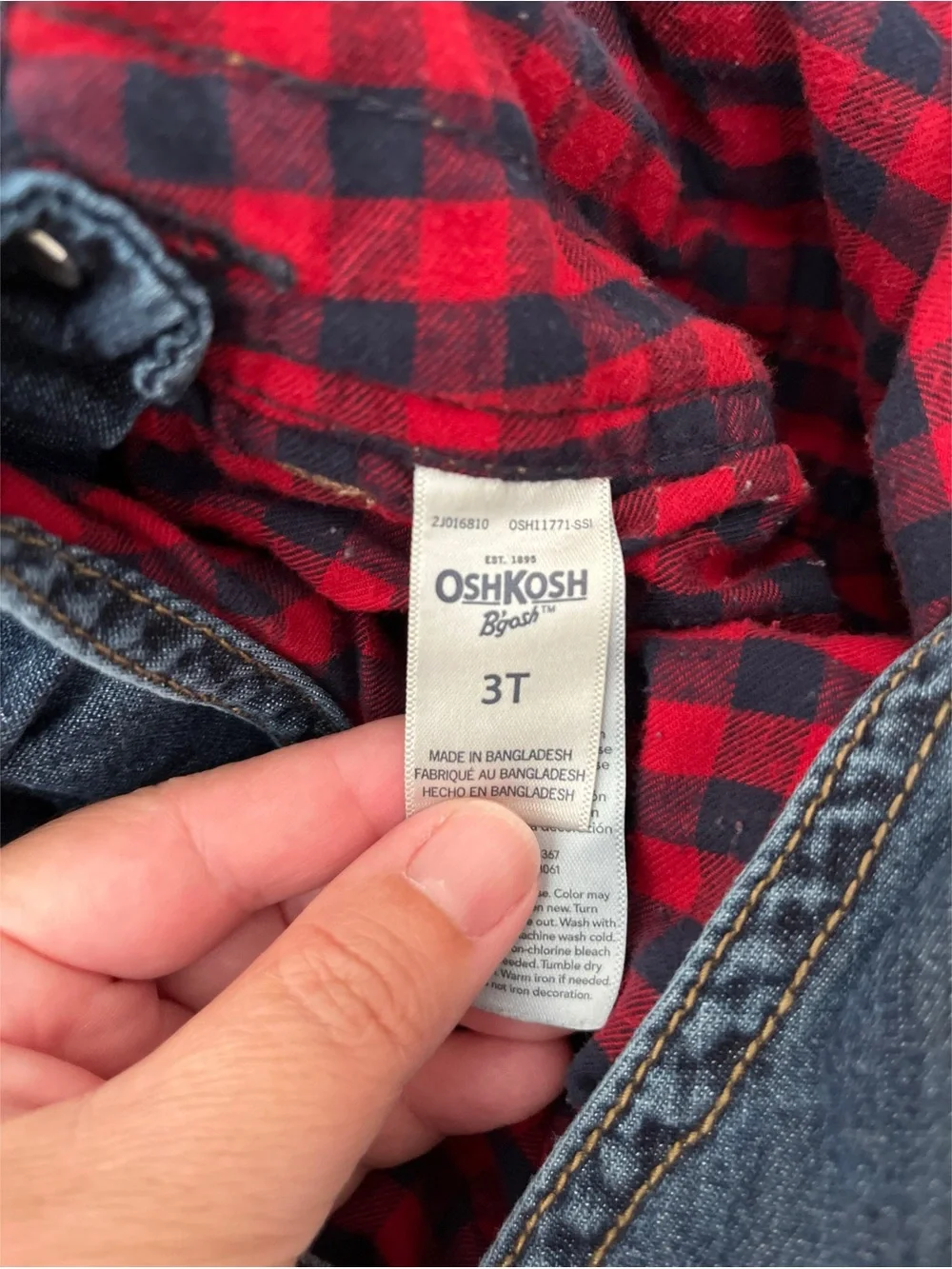 Oshkosh Flannel Vestbak Overalls Unisex Kids Size 3T
